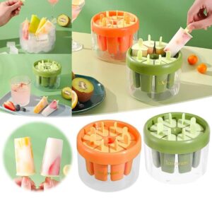 Premium 8-Slot Mini Popsicle Maker Mold with Integrated Ice Box – Easy-Release Silicone Ice Cream Mold for Healthy Homemade Fruit Pops & Frozen Treats