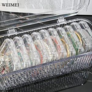 Luxury Clear Acrylic Jewelry Organizer Box with 10 Individual Mini Storage Cases – Dust-Proof Transparent Display Box for Bracelets, Rings, and Earrings
